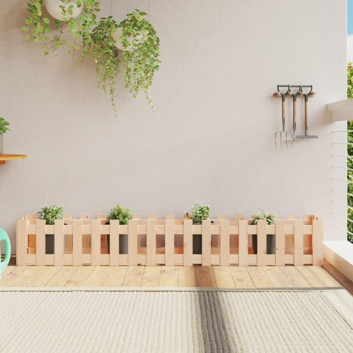 HOCHBEET Lattenzaun-Design 200x30x30 cm Massivholz Kiefer - Naturfarben, Holz (200/30/30cm) - furnicato