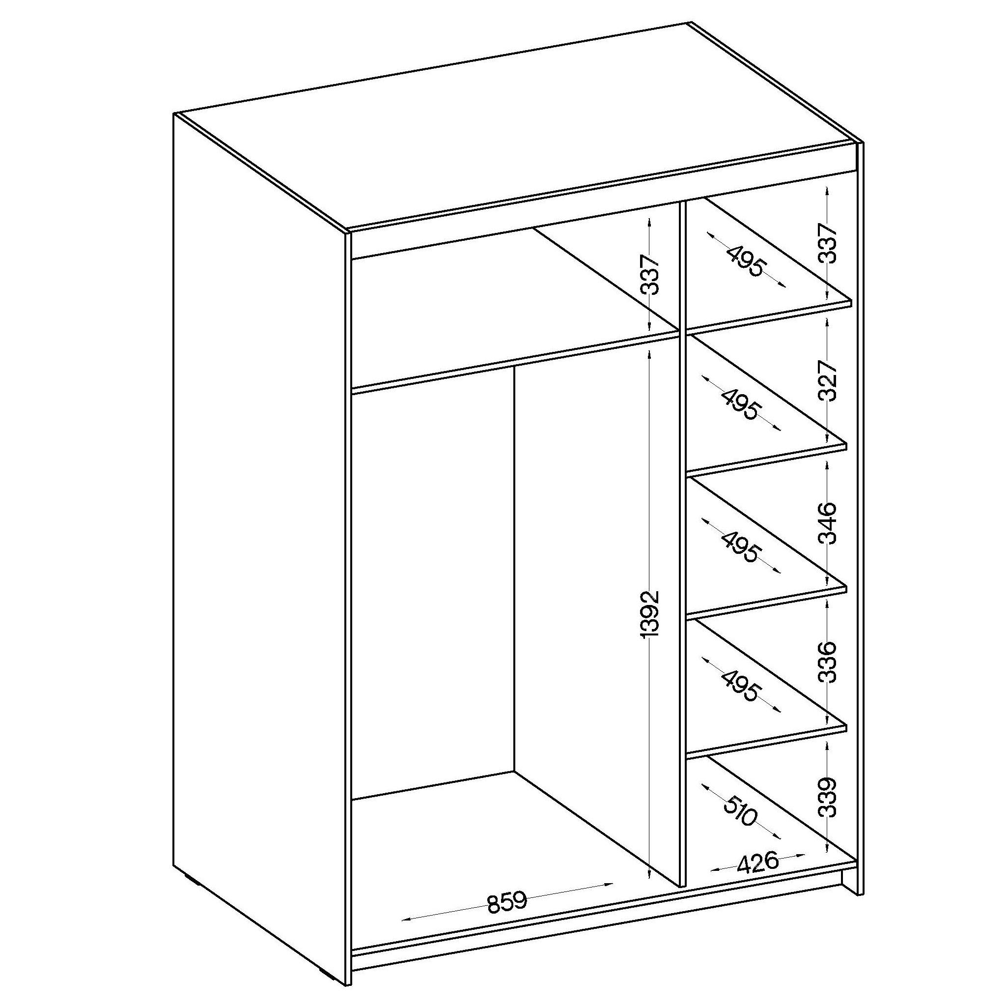Thumbnail - Masseno Drehtürenschrank, Braun, Holzwerkstoff, 5 Fächer, Rechteckig, 133x190.5x53 cm, Schlafzimmer, Kleiderschränke, Dr...
