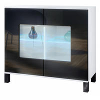 KOMMODE Grömitz Schwarz Hochglanz - Schwarz Hochglanz, Holzwerkstoff (92.5/84.5/35cm) - Vladon