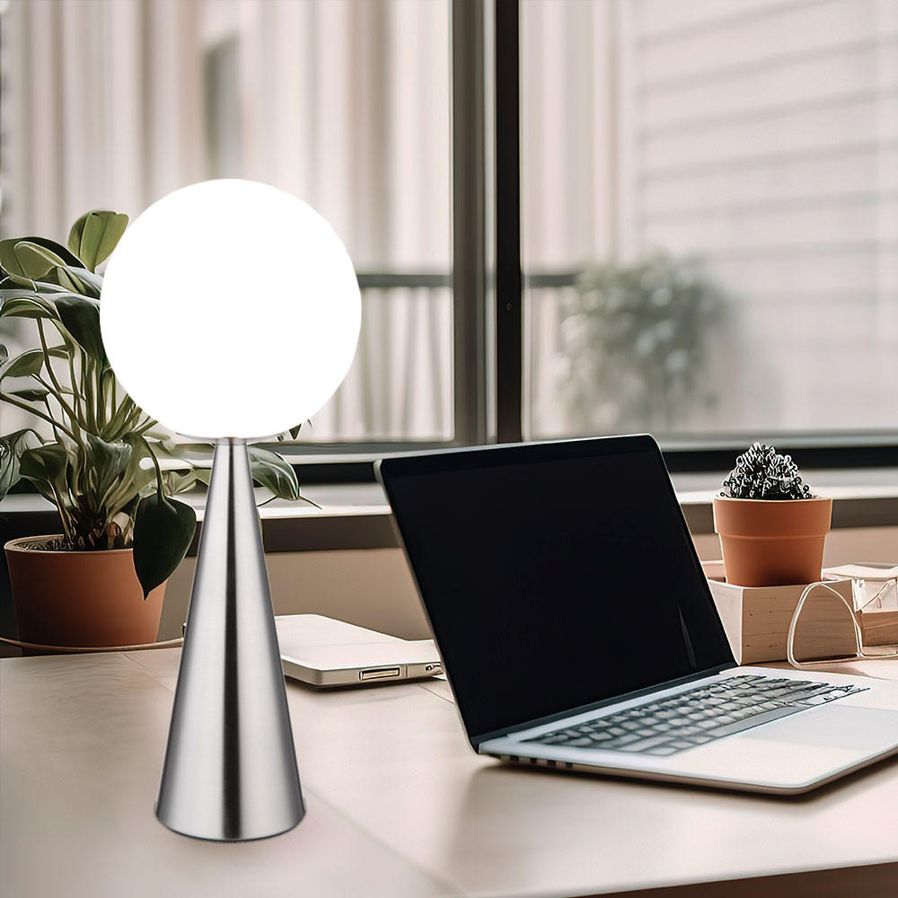 LED TISCHLEUCHTE Metall Silber - Silberfarben, Glas (20/20/49.5cm) - Globo Lighting