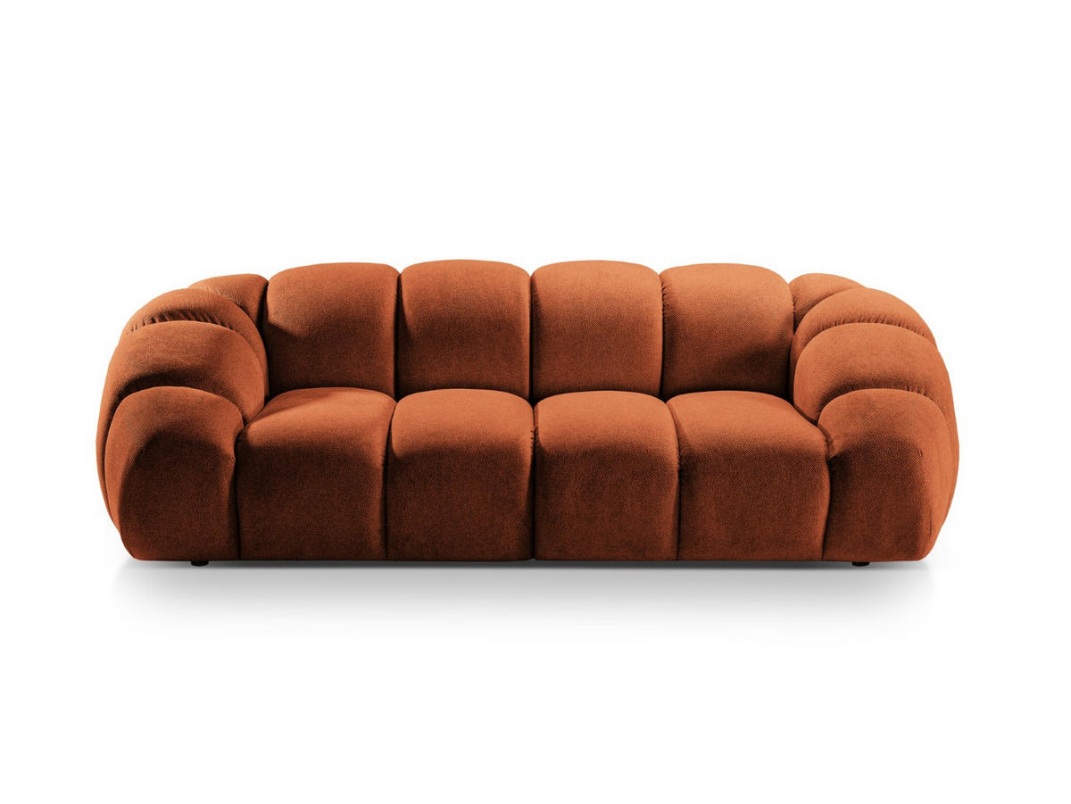 SOFA Diana aus Strukturierter Samt terrakotta 3 Sitzplätze - Terra cotta, Textil (114/72/234cm) - Micadoni