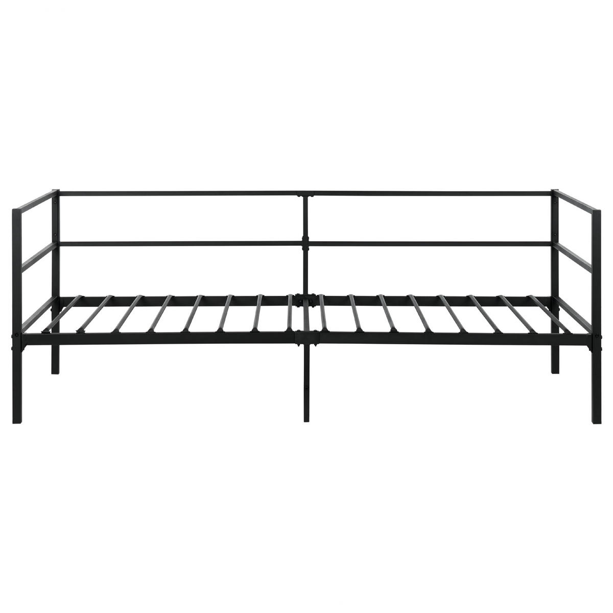 BETT mit Lattenrost 90x200 cm Schwarz Battut - Schwarz, Metall (90/200cm) - Beliani
