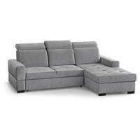 ECKSCHLAFSOFA Alex Mini hellgrau rechts - Hellgrau/Schwarz, Textil (245/185cm) - Beautysofa