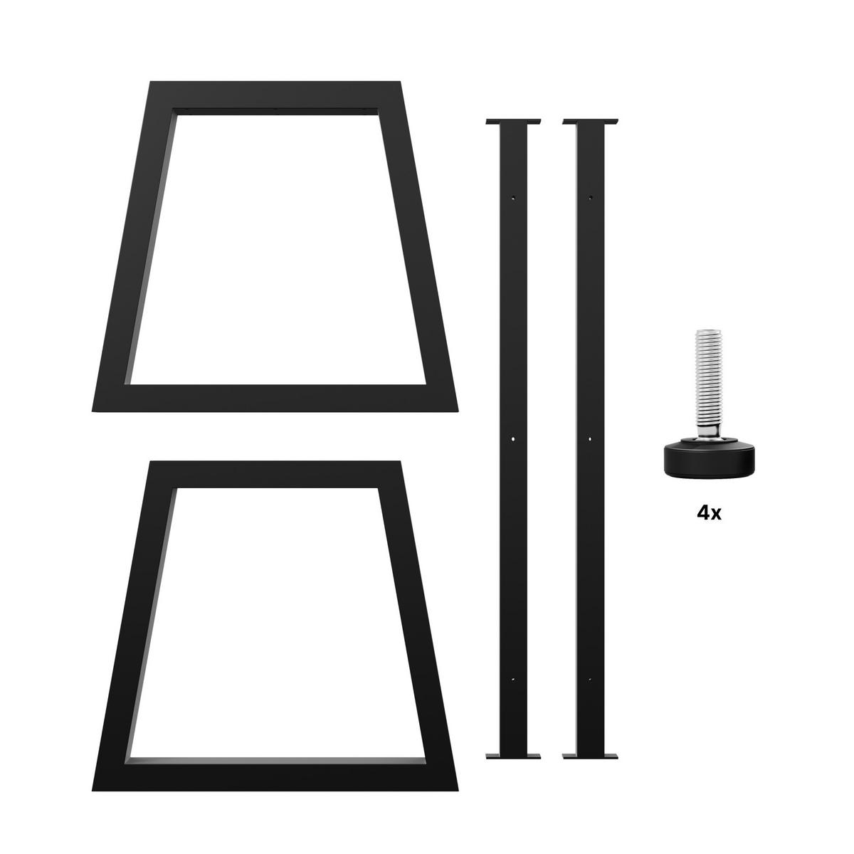 TISCHBEINE Nemesis Extreme Schwarz Metall 200/80/72 cm - Schwarz, Metall (80/72/200cm) - Metalo Pro