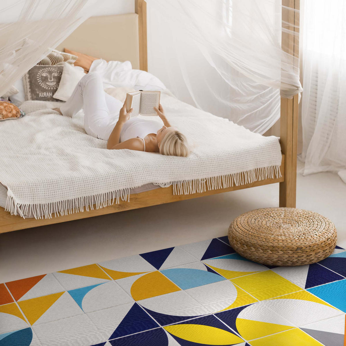 TEPPICH 120x180 cm Geometrische Formen Moderne Mosaik - Multicolor, Kunststoff (120/180cm) - Wallfluent