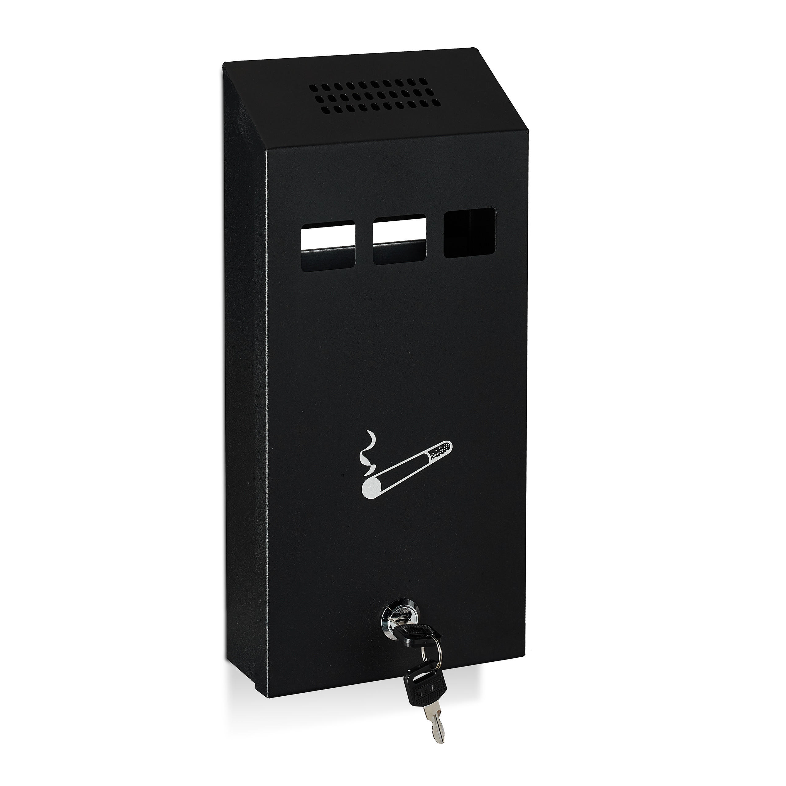 ASKOPP Svart väggmonterad låsbar metall 32 cm - Svart, Metall (15cm) - Relaxdays