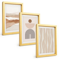 BILDER SET 3er Set - 20x30 cm Goldrahmen - Abstrakte Landschafts- und Naturgeometrie - Goldfarben, Kunststoff (20/30cm) - TULUP