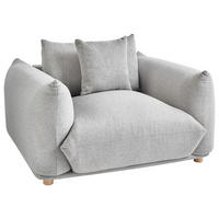 SESSEL Stoff Hellgrau Luvos - Hellgrau/Braun, Holz/Textil (120/74/108cm) - Beliani