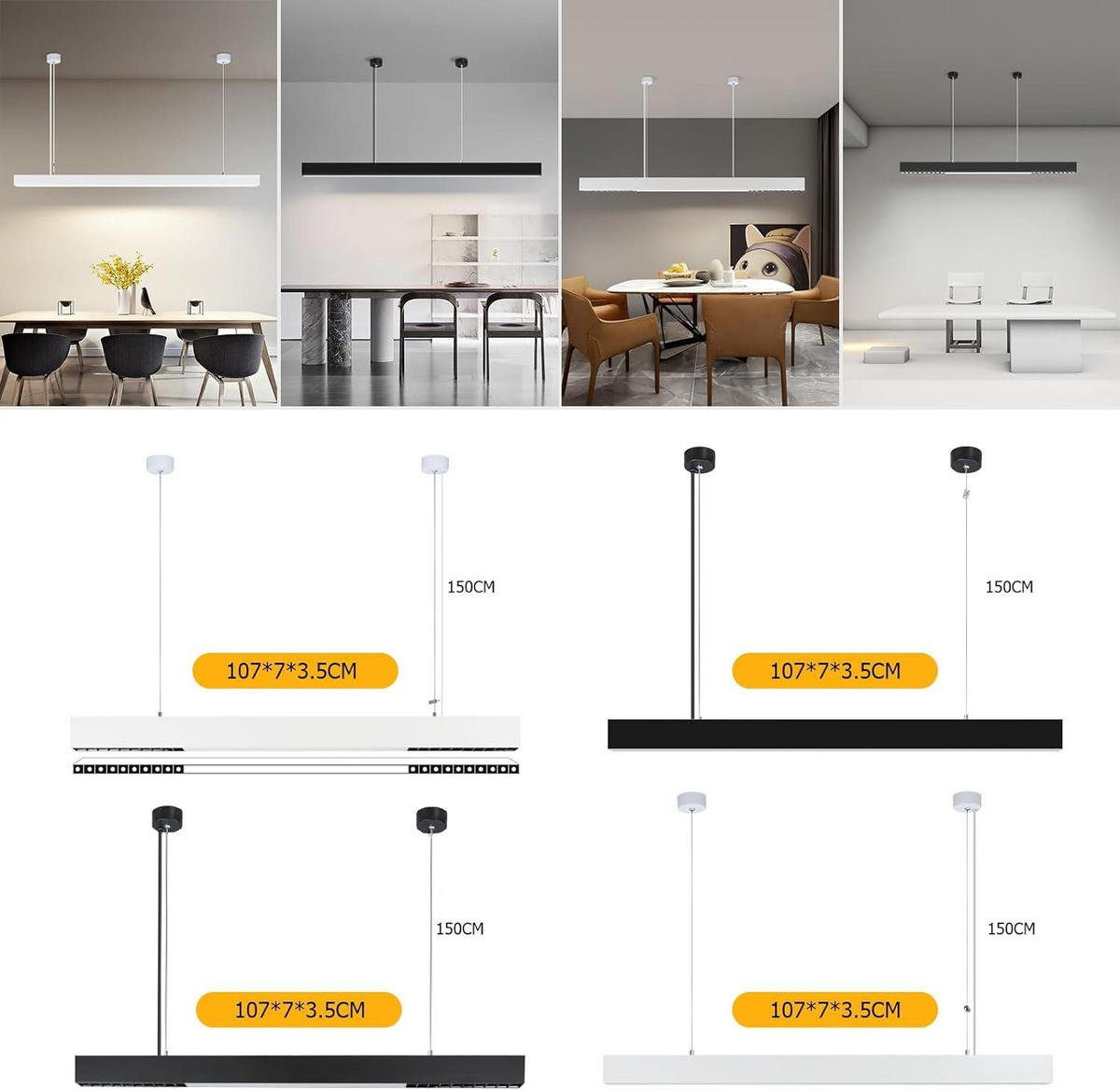 HÄNGELEUCHTE Aura 107/4/160 cm - Weiß, Metall (107/4/160cm) - Nettlife