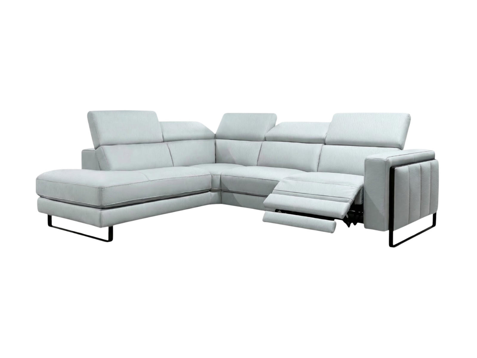 ECKSOFA Marchesi Echtleder mit 1 x Relaxfunktion Weiß - Weiß, Leder/Metall (220/80/257cm)