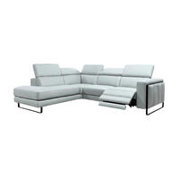 ECKSOFA Marchesi Echtleder mit 1 x Relaxfunktion Weiß - Weiß, Leder/Metall (220/80/257cm)