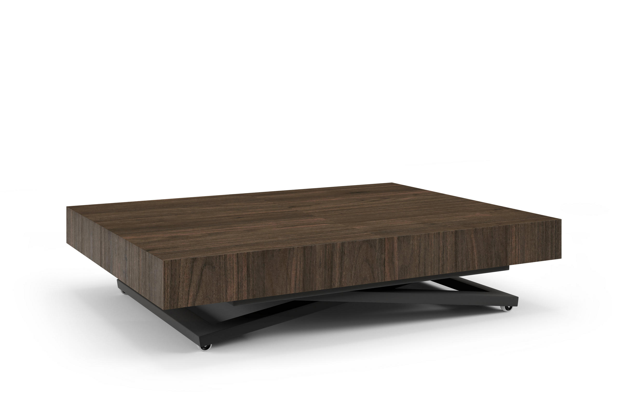 COUCHTISCH SANNA U - Schwarz/Haselnussfarben, Holzwerkstoff/Metall (80/120/27cm) - Meblini