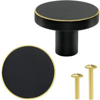 SCHRANKKNOPF Messing Schwarz 8er-Set - Schwarz, Metall (2.8/2/2.8cm)