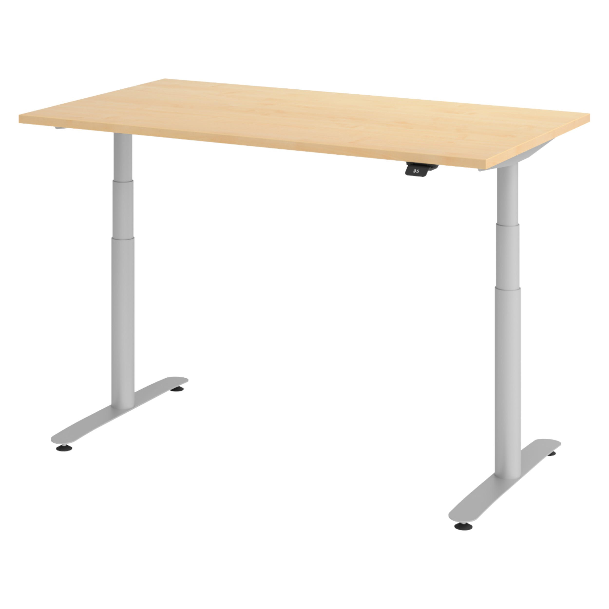 SCHREIBTISCH elektrisch Bluetooth & App XDLR 80/140/72 cm in Ahornfarben/Silberfarben - Silberfarben/Ahornfarben, Holzwerkstoff (80/140/72cm) - bümö