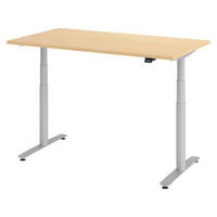 SCHREIBTISCH elektrisch Bluetooth & App XDLR 80/140/72 cm in Ahornfarben/Silberfarben - Silberfarben/Ahornfarben, Holzwerkstoff (80/140/72cm) - bümö