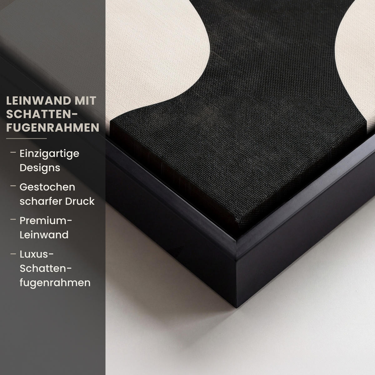 LEINWAND Bilder mit Rahmen - Abstrakt - Japandi - Beige - Modern - 20x30 - Schwarz, Textil (20/30cm) - MuchoWow