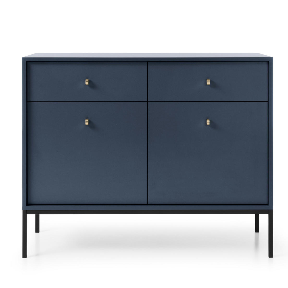 SIDEBOARD MONCTON KOM2-2D2S Metalgriffe, Dunkelblau - Dunkelblau, Holzwerkstoff/Kunststoff (104/83/39cm) - Komodee