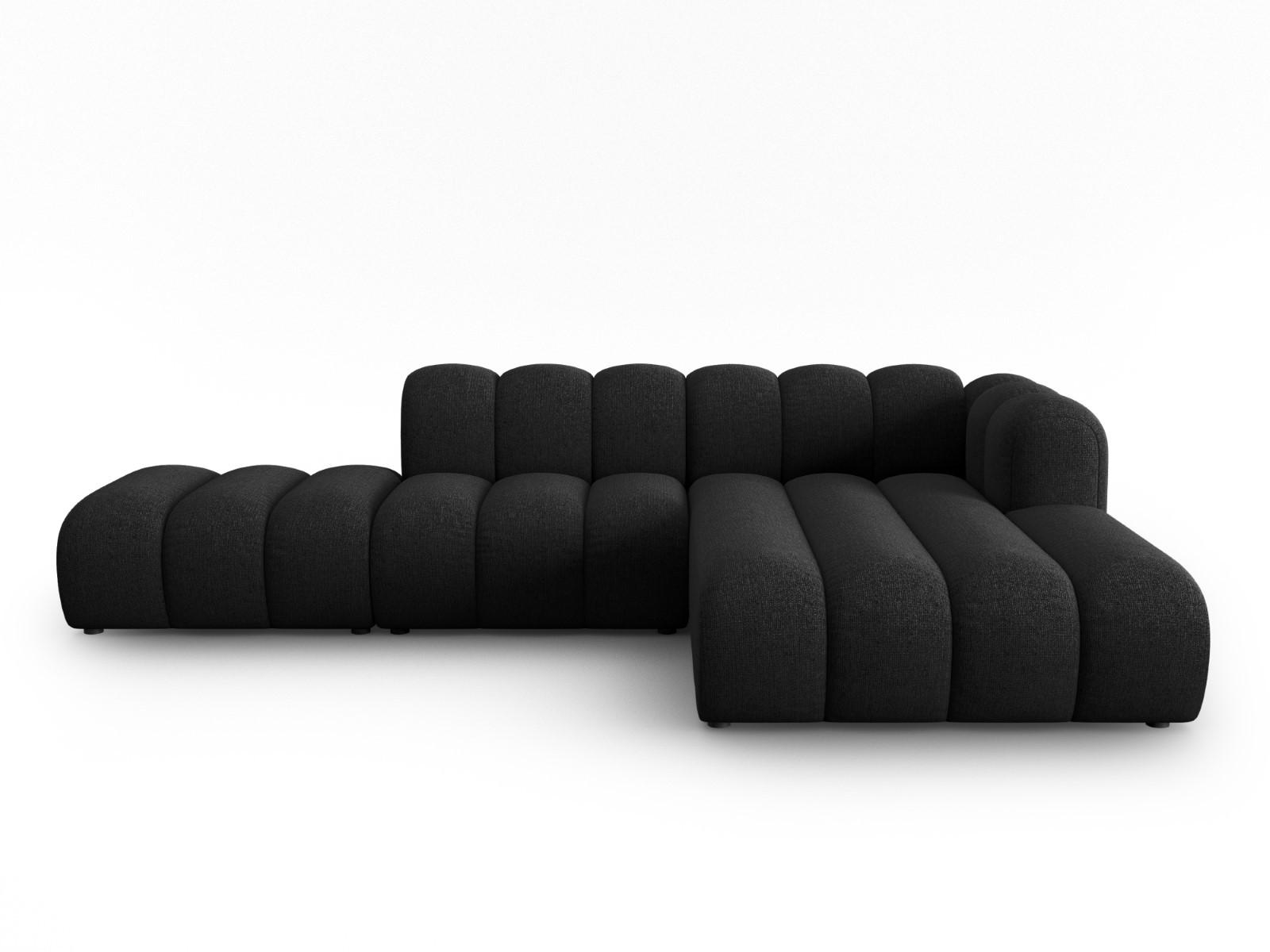 ECKSOFA modular rechts Lupine aus Chenille-Stoff schwarz 5 Sitzplätze - Schwarz, Textil (177/299cm) - Micadoni