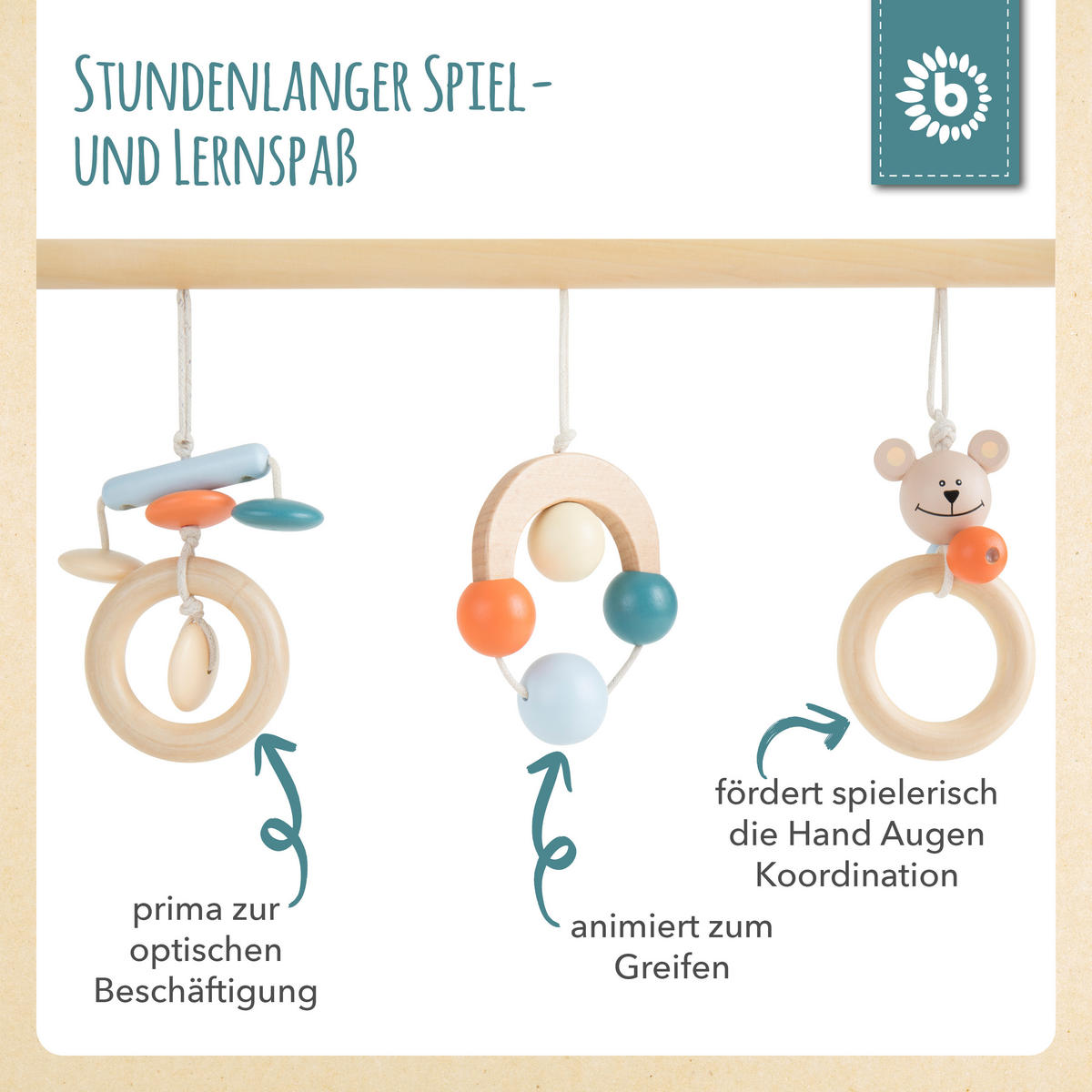 SPIELBOGEN aus Holz höhenverstellbar - a - Blau, Holz (64/54cm) - Bieco Spielwaren