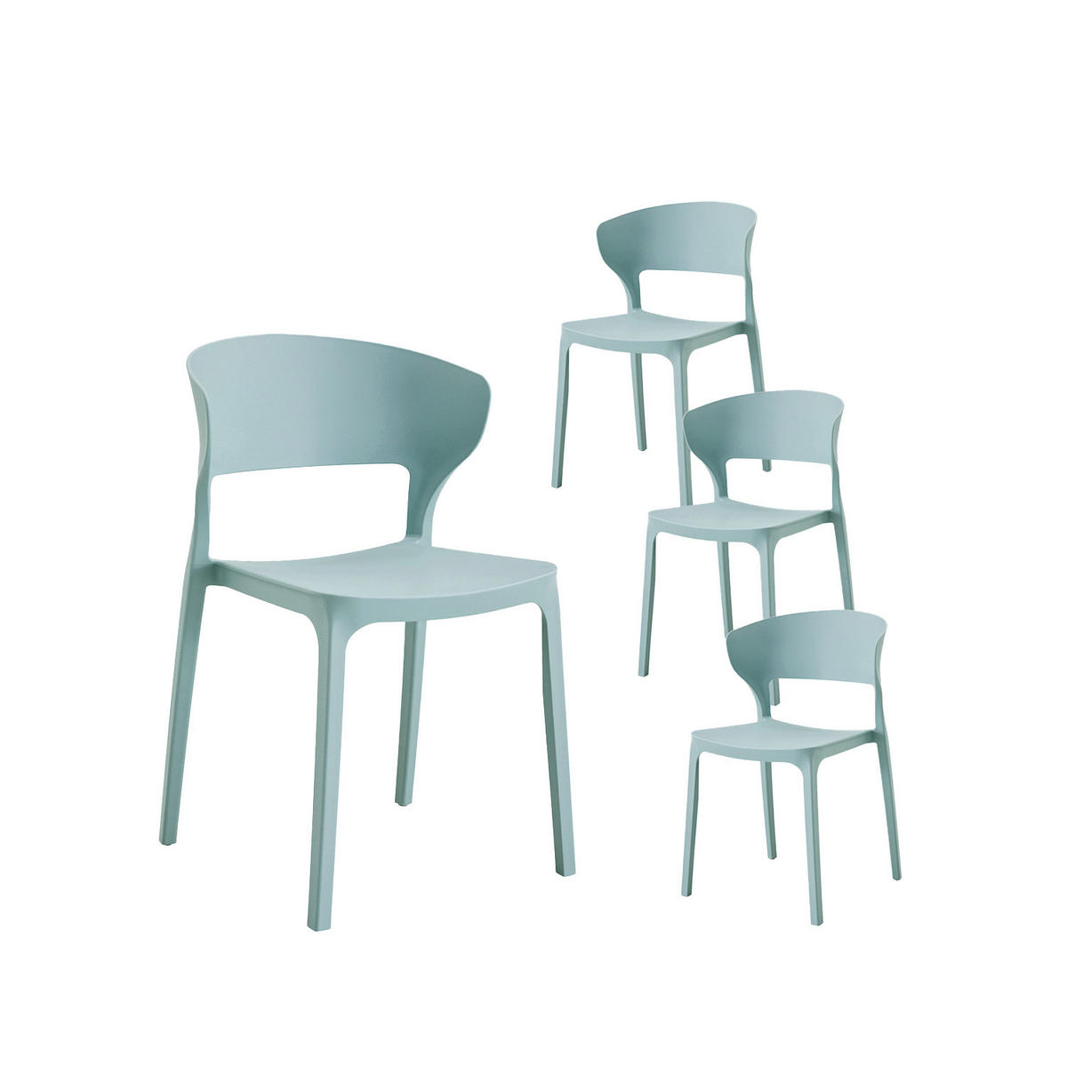 GARTENSTUHL Serin Grün 48 cm x 76 cm 4er-Set - Grün, Kunststoff (48/76/52cm) - Klast Home