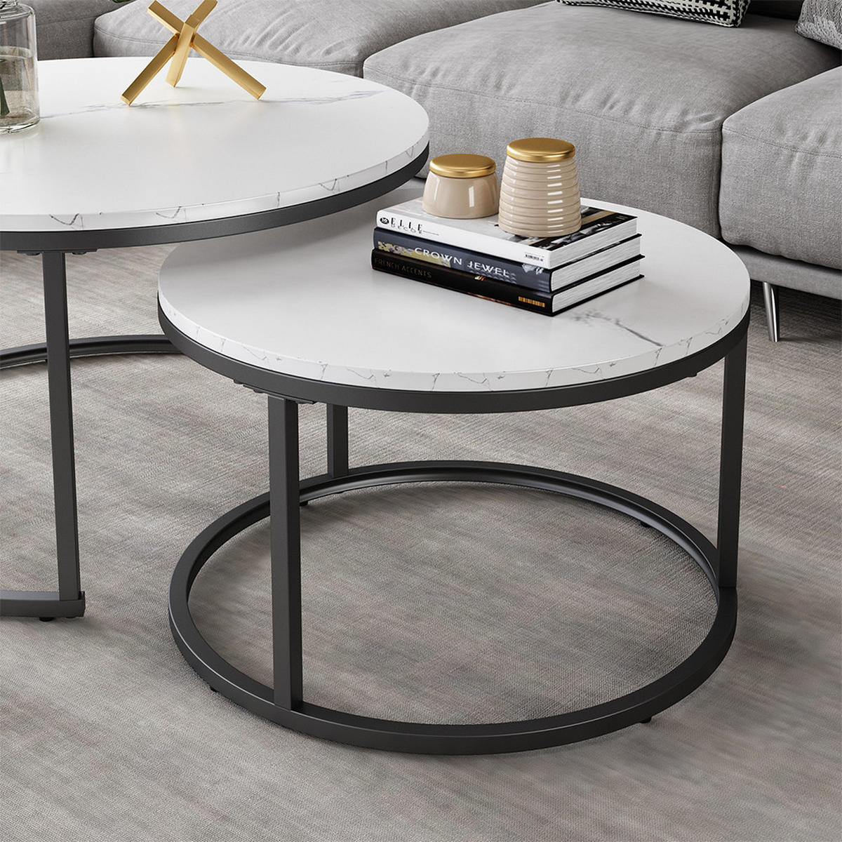 COUCHTISCH-SET Montreal Weiß 77 x 40 cm 2 Teile - Weiß, Holzwerkstoff (40/77/40cm) - Vicco