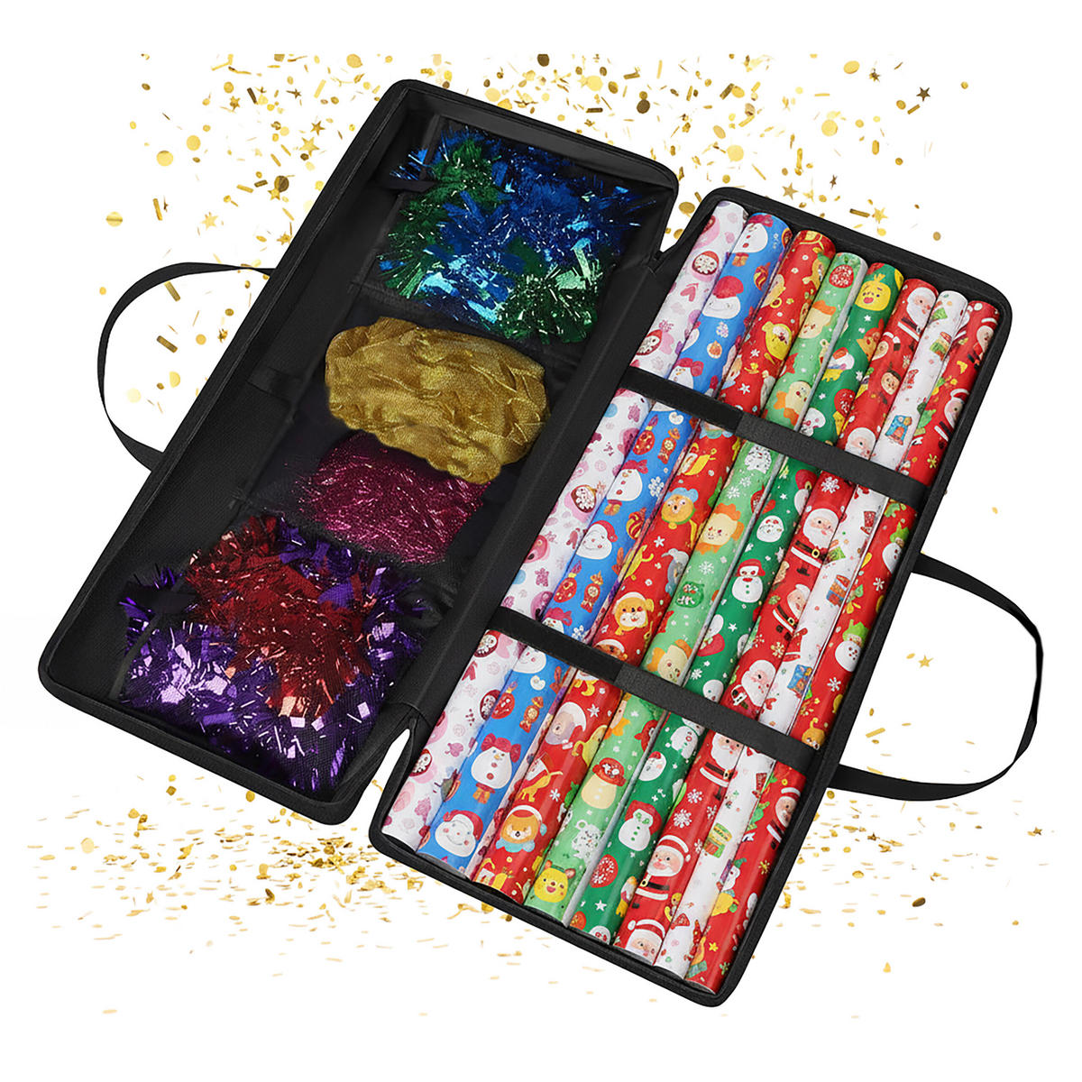 GESCHENKPAPIER-AUFBEWAHRUNG - Schwarz, Kunststoff/Textil (82/34/13cm) - Relaxdays