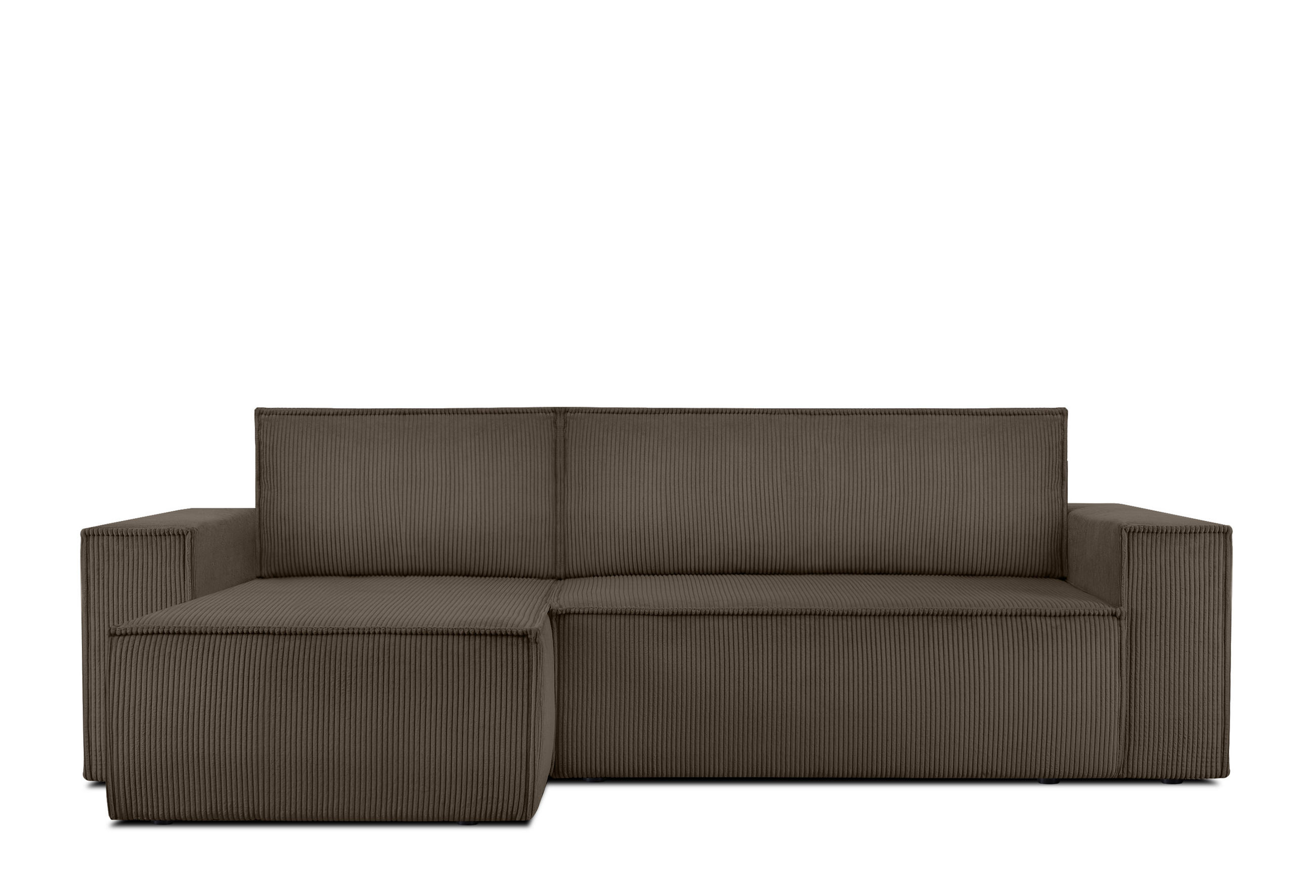 ECKSOFA-LINKS/RECHTS NAPI Schlaffunktion mit Cordbezug, braun - Schwarz/Braun, Textil (262/148cm) - KONSIMO®