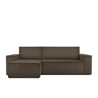 ECKSOFA-LINKS/RECHTS NAPI Schlaffunktion mit Cordbezug, braun - Schwarz/Braun, Textil (262/148cm) - KONSIMO®