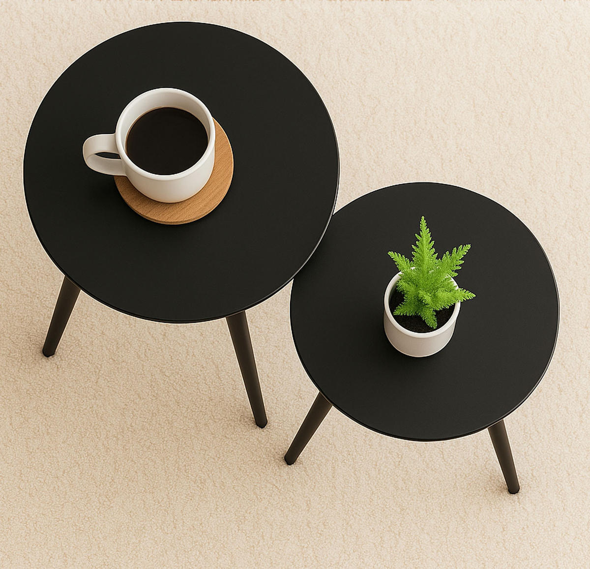 COUCHTISCH Cleo schwarz 40 / 40 / 45cm & 50 / 50 / 50cm (2er-Set) - Schwarz, Holz/Holzwerkstoff (50/50/50cm) - Feldmann-Wohnen