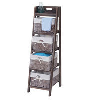 LEITERREGAL FRANCA SHABBY-LOOK 4 KÖRBE Braun - Braun, Holz (30/101/35cm) - MCW