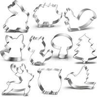 AUSSTECHFORMEN Set Waldtiere 10-teilig - Silberfarben, Metall (7/2/8cm)