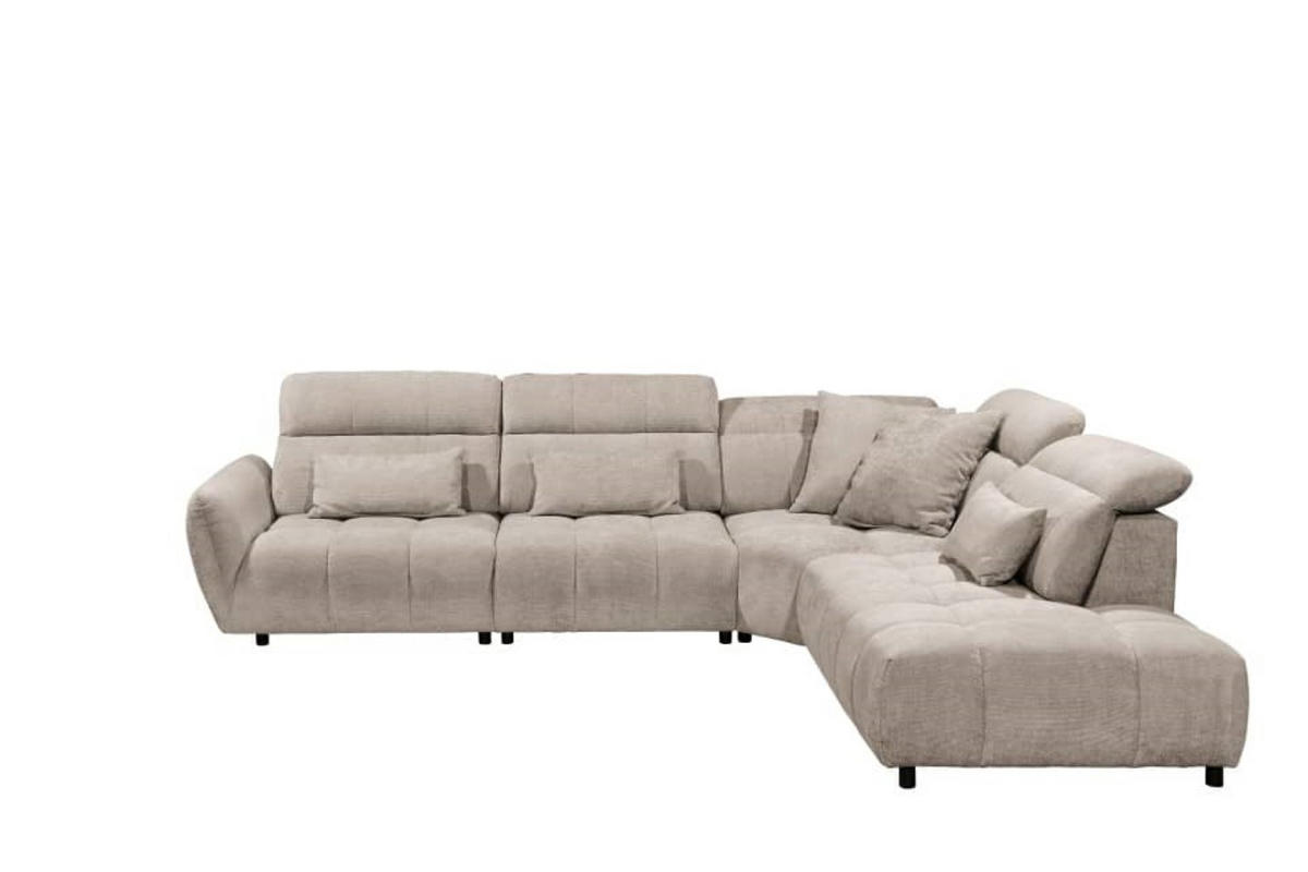 ECKSOFA mit verstellbaren Kopflehnen und Nosagfederung - Sandfarben, Textil (285/339cm) - ed exciting design