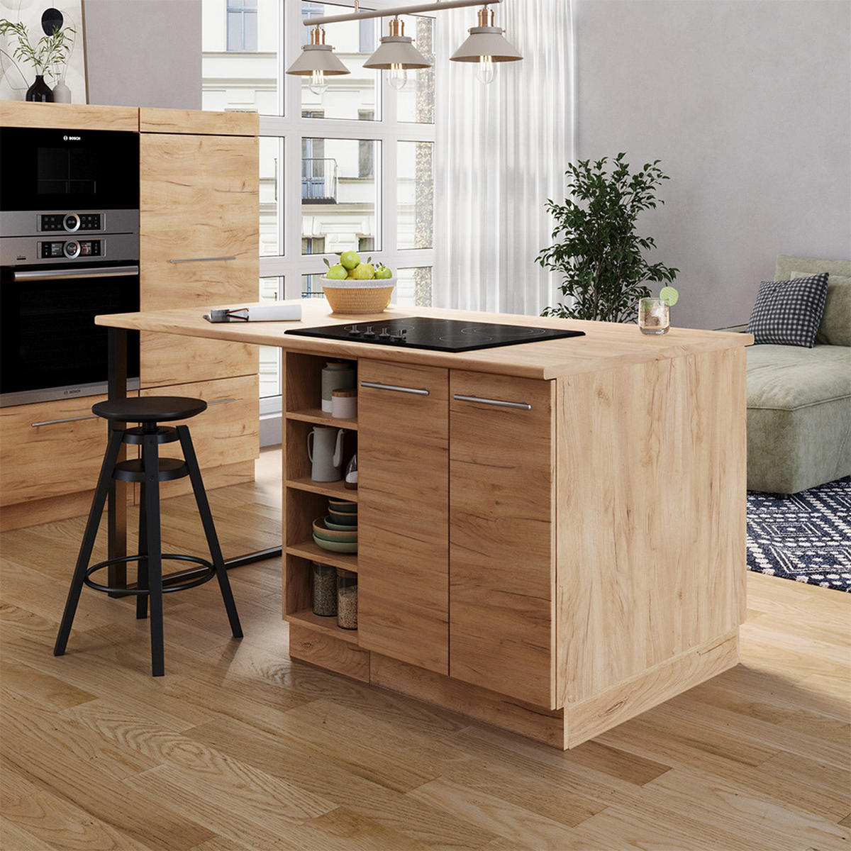 KUCHYŇSKÝ OSTROV Fame-Line Zlatý mocný dub - medově dubová, kompozitní dřevo (90/82/60cm) - Vicco