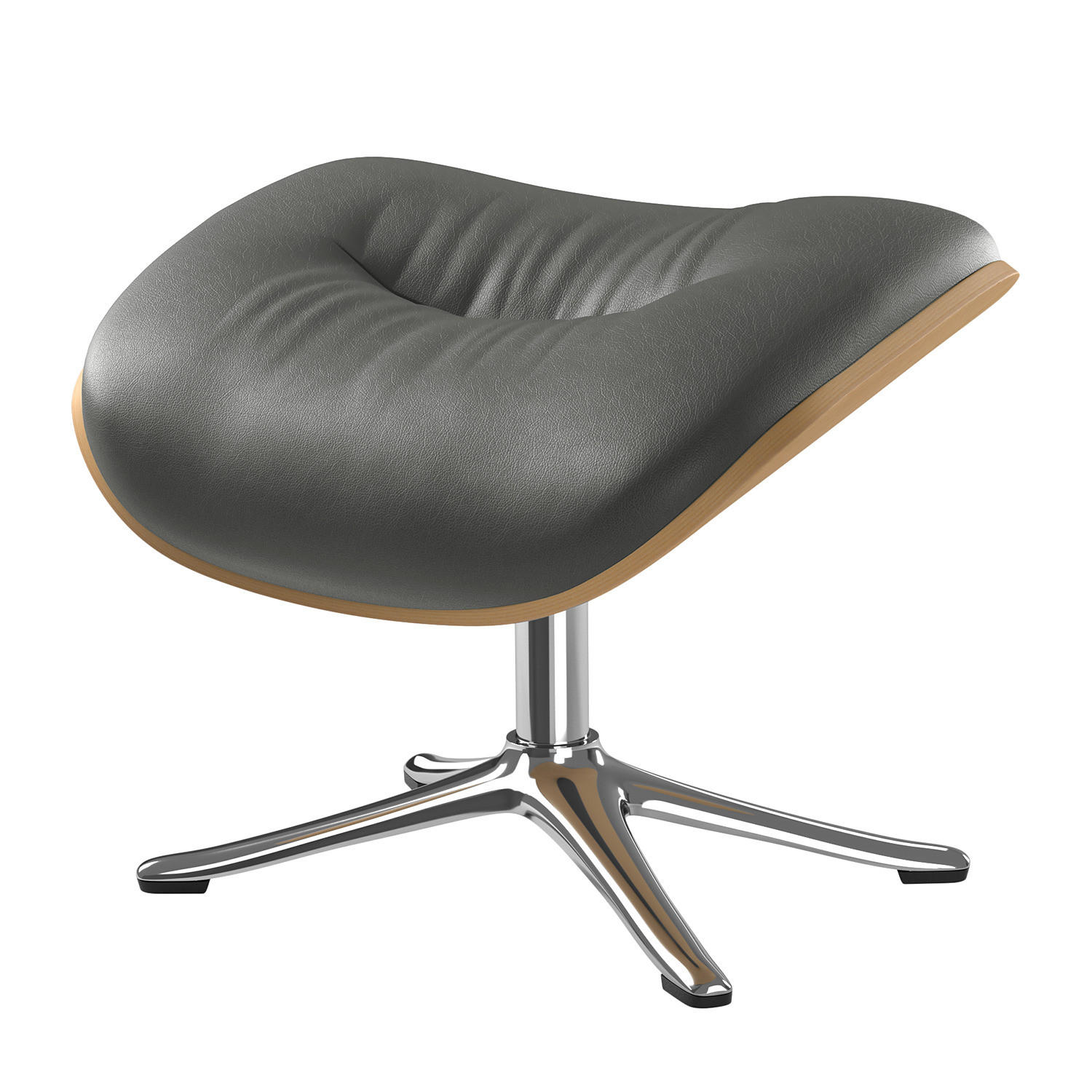 POLSTERHOCKER - Chromfarben/Grau, Leder/Metall (44/39/42cm) - home24