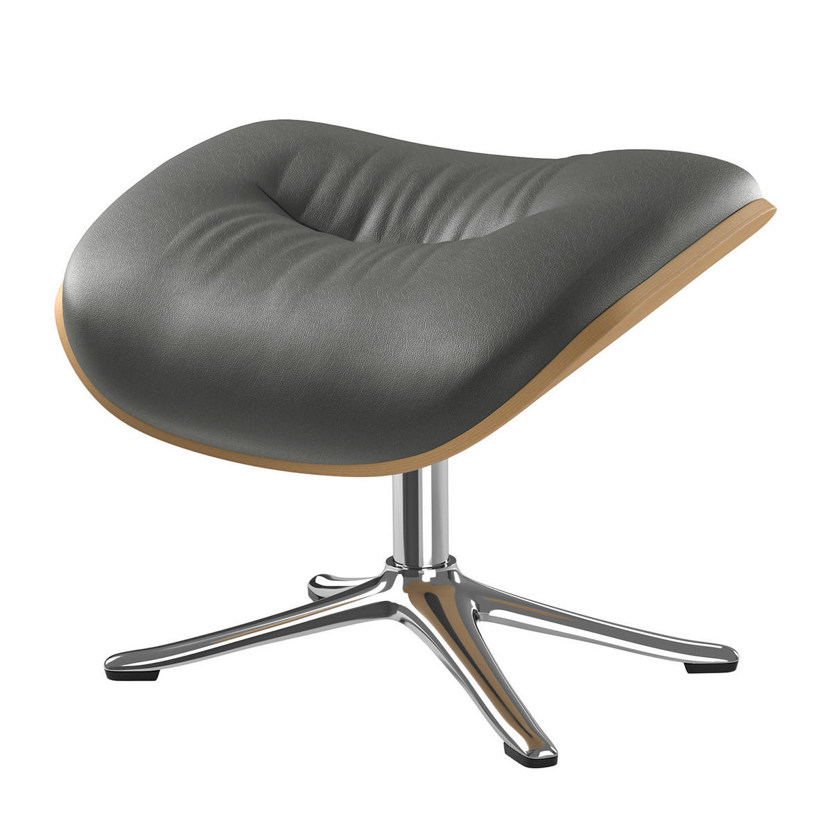 POLSTERHOCKER - Chromfarben/Grau, Leder/Metall (44/39/42cm) - home24