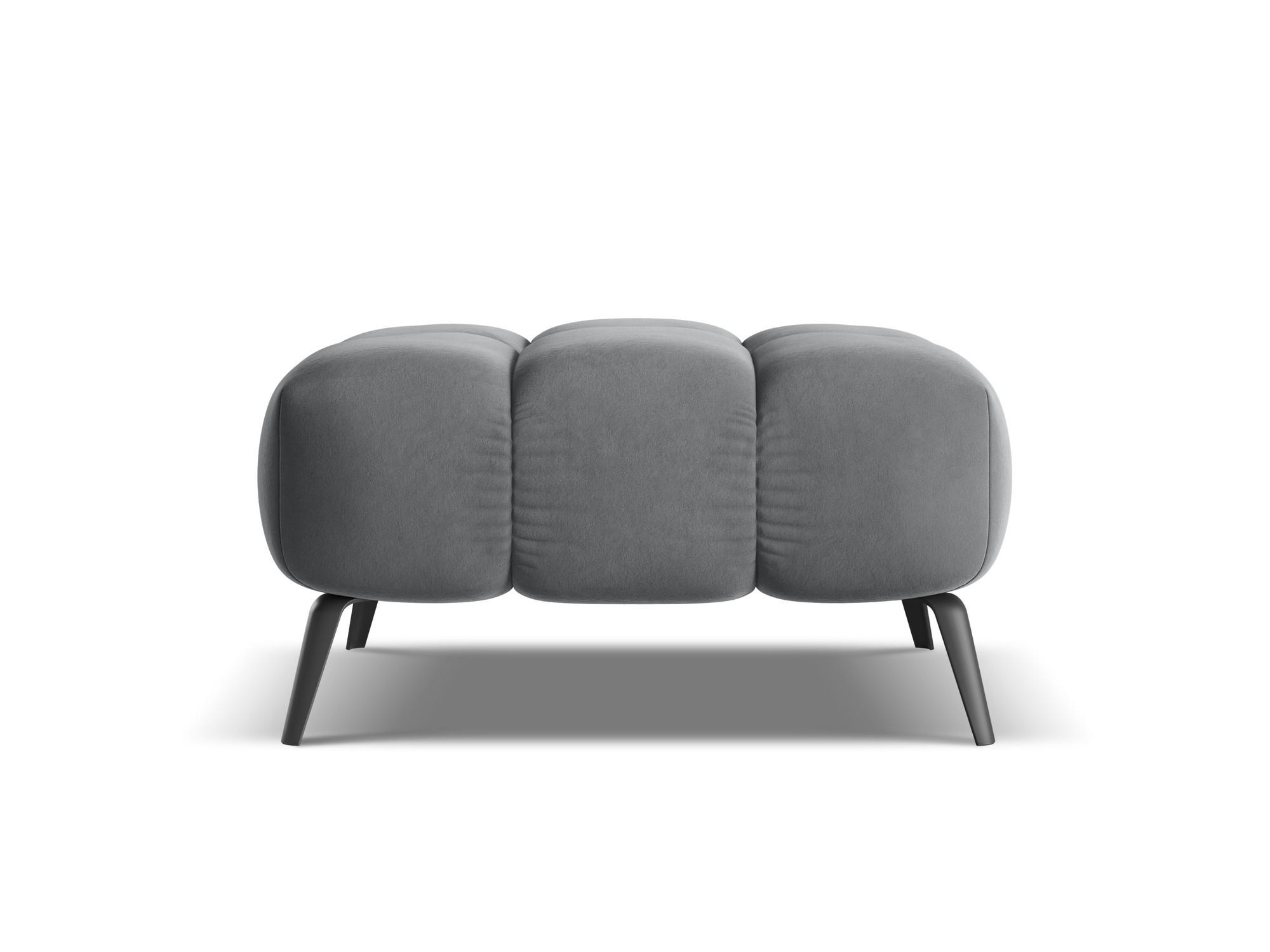 POUF Samt Stoff Grau - Dunkelgrau/Schwarz, Textil/Metall (78/41/60cm) - Makamii