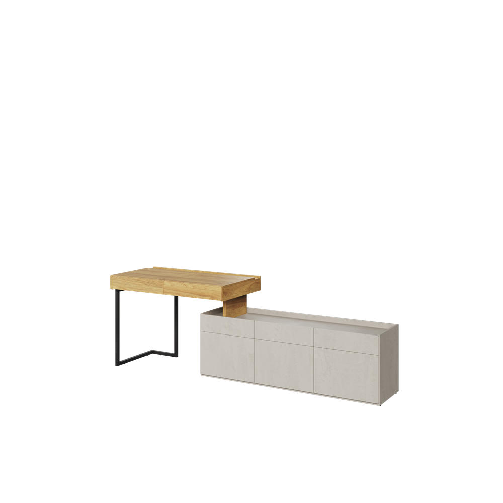 Meblini Kinderzimmer-Set Kaschmir, Eiche, Schwarz 239x76x61 cm