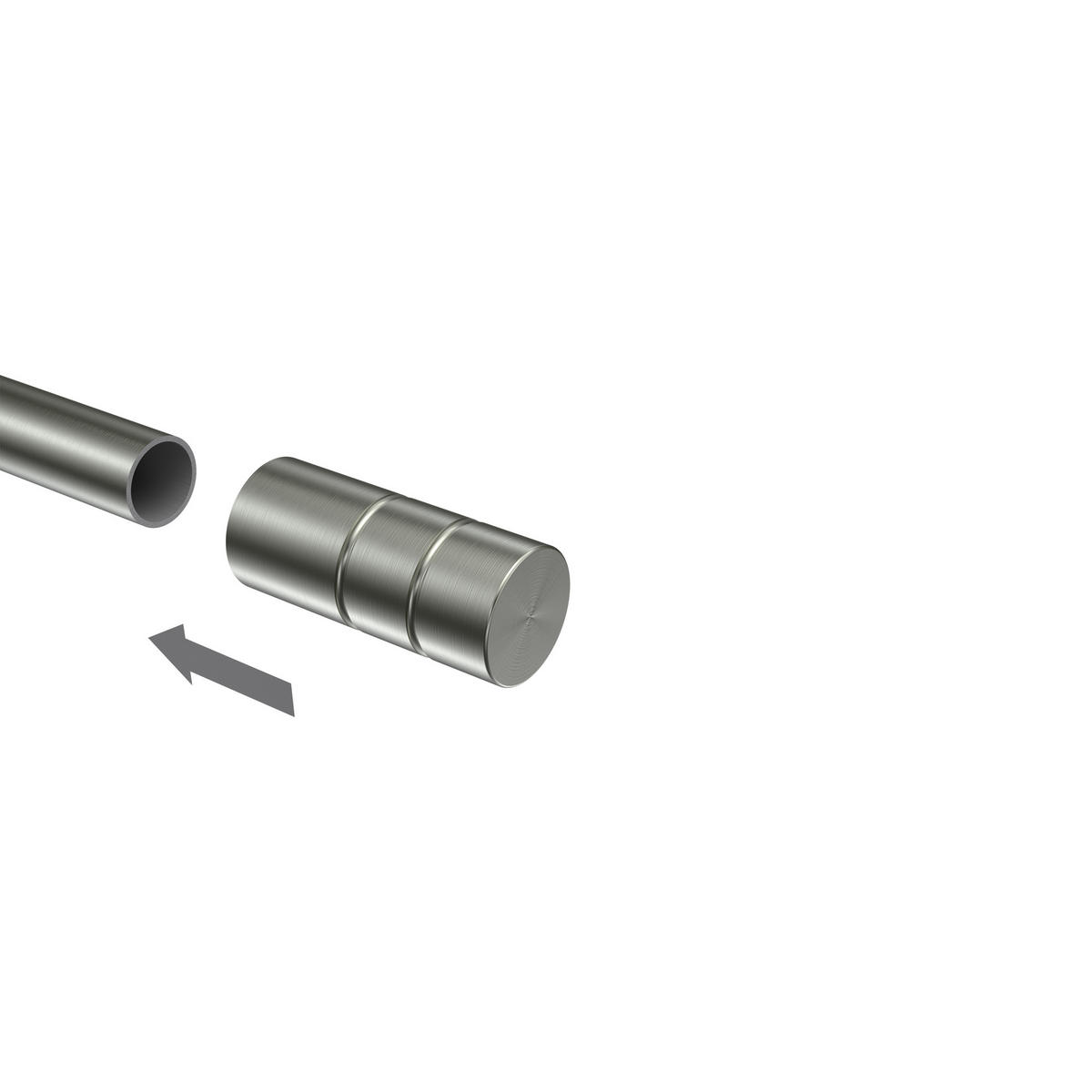 ENDSTÜCKE FÜR GARDINENSTANGEN 16 mm Ø, Caras Edelstahl-Optik, Packung 2 Stück - Edelstahlfarben, Metall (5/2.2/2.2cm) - INTERDECO