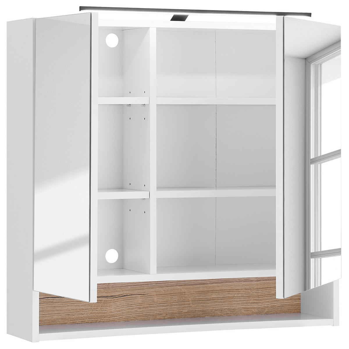 SPIEGELSCHRANK mit Beleuchtung - Weiß, Holzwerkstoff (80/76/22cm) - home24