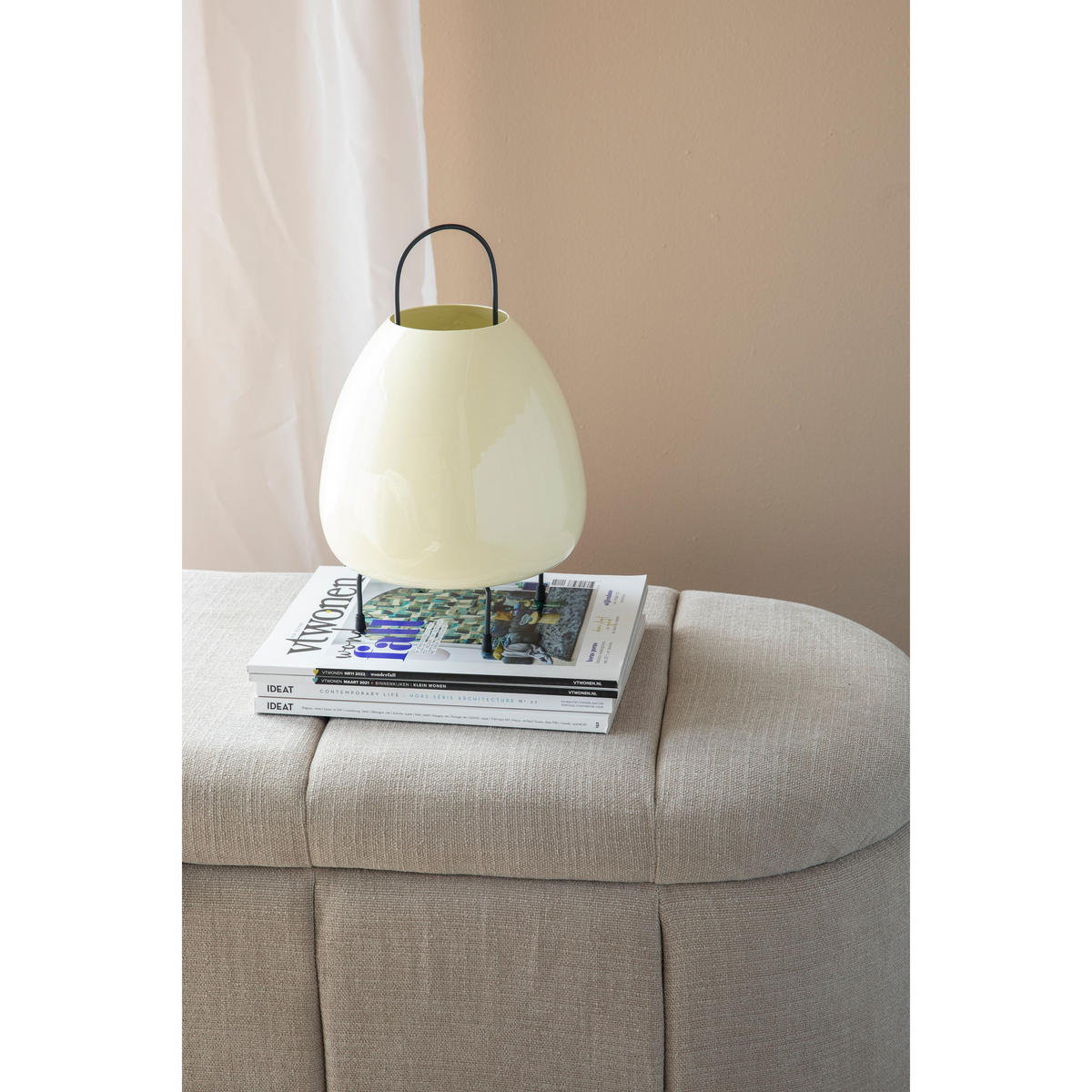 TISCHLAMPE Ovo Hellgelb - Beige, Metall (21/21/32cm) - Zuiver