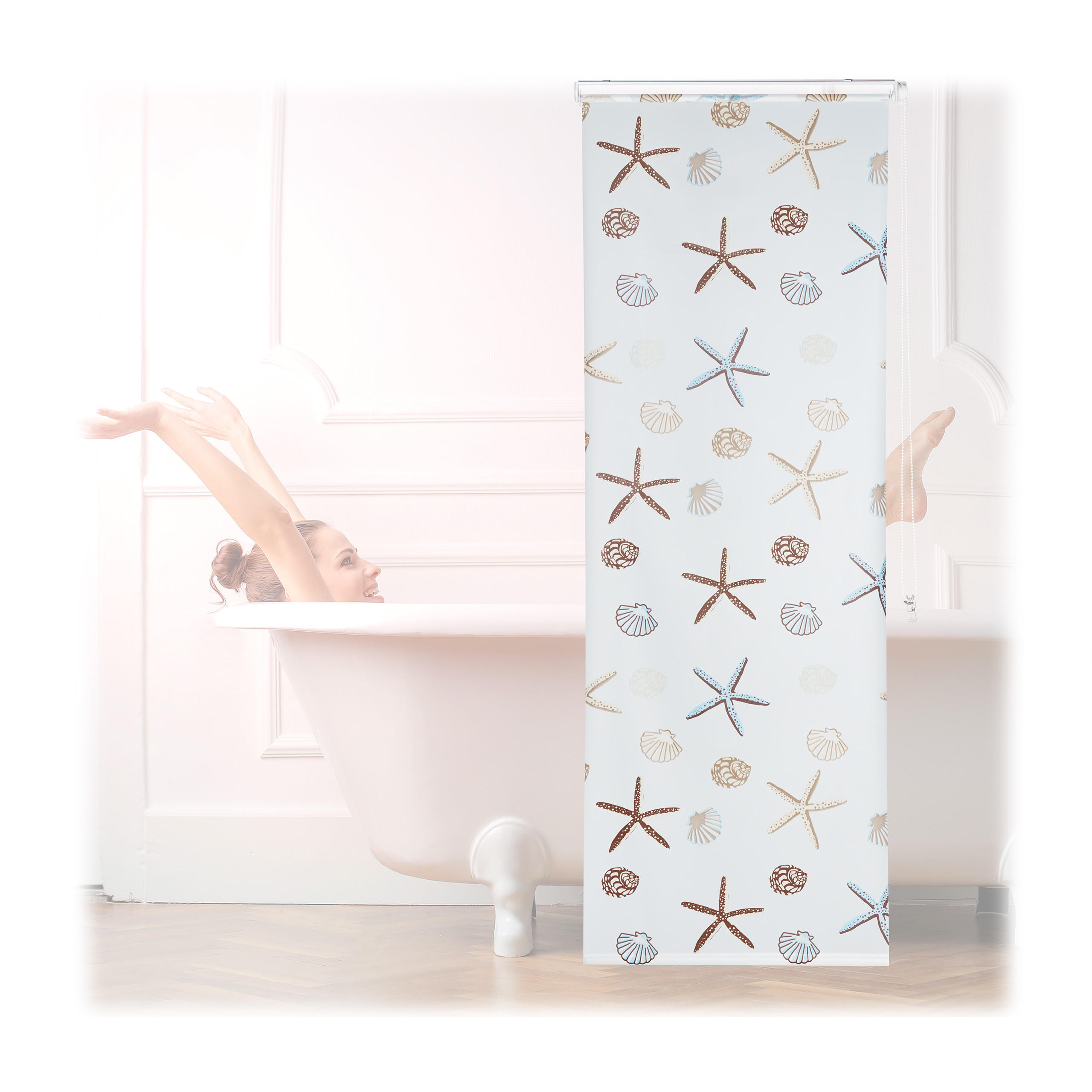 DUSCHROLLO - Multicolor, Kunststoff/Metall (80/5cm) - Relaxdays