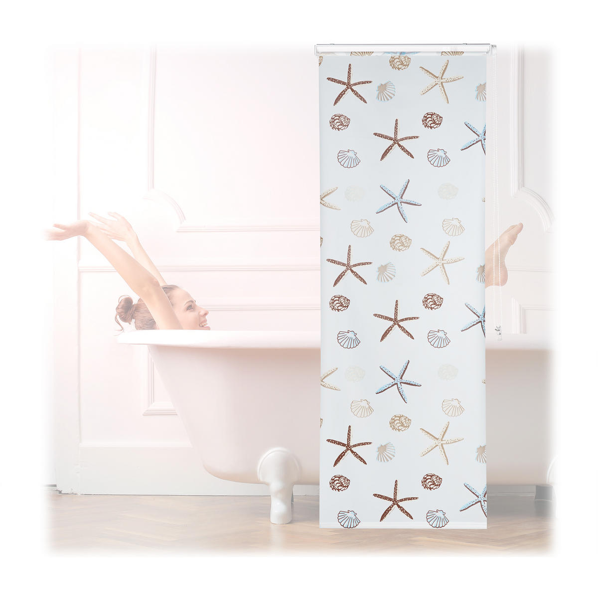 DUSCHROLLO - Multicolor, Kunststoff/Metall (80/5cm) - Relaxdays