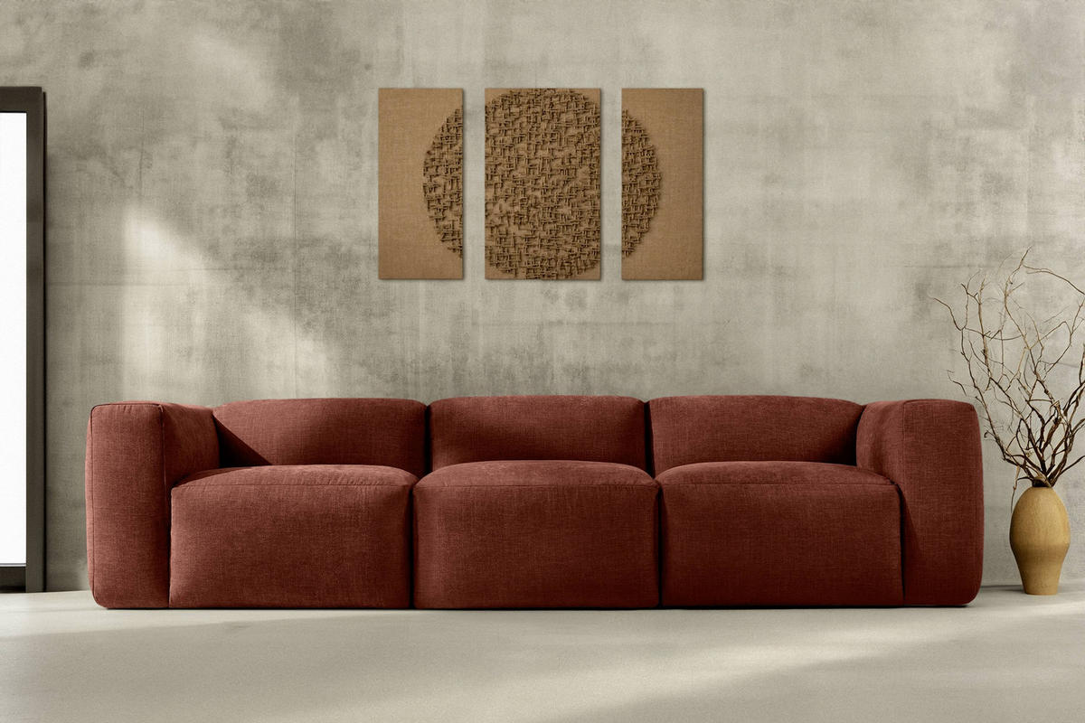 3-SITZER-MODULSOFA BUFFO mit extrem weicher und bequemer Sitzfläche, Gewebestoff, orange - Dunkelorange, Textil (290/73/96cm) - KONSIMO®