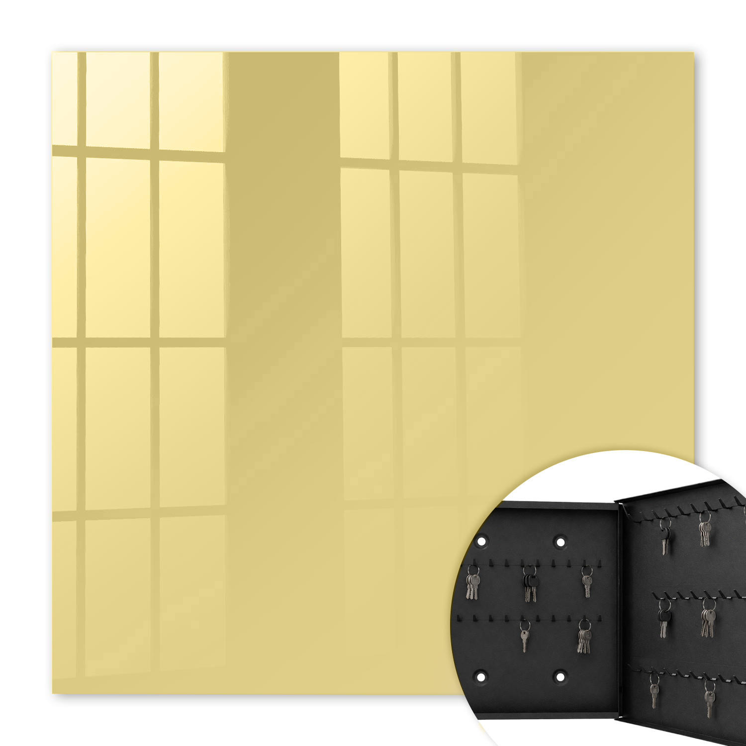 SCHLÜSSELBOX Schwarz 30x30 cm- Türöffnung nach rechts - Pastellgelb - Gelb, Metall (30/30/5cm) - TULUP