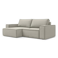 ECKSOFA mit Schlaffunktion Samt Stoff Creme - Perlmutt/Creme, Kunststoff/Textil (148/257cm) - Makamii