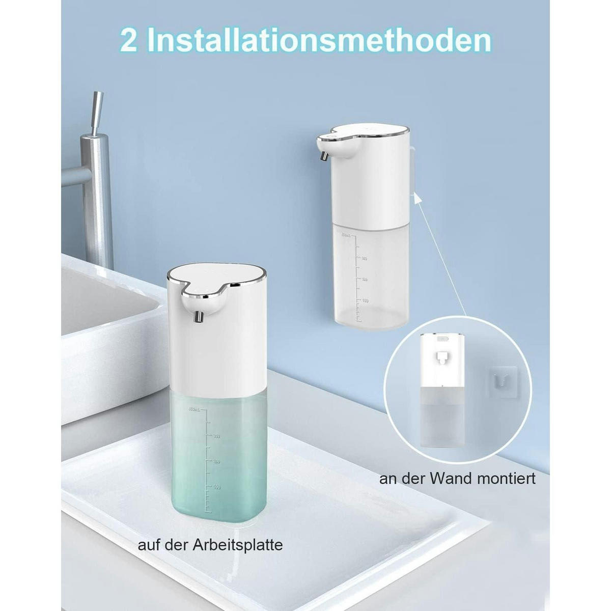 AUTOMATISCHER Seifenspender 400ml mit Wandbefestigung Weiß - Weiß, Kunststoff (7.8/17.5/7.8cm)