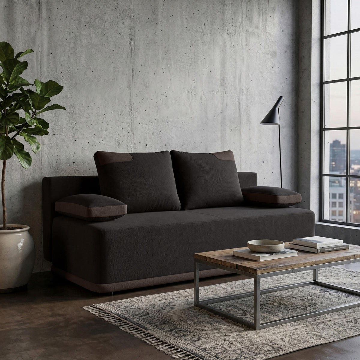 ROZKLÁDACÍ pohovka Bento 3místná s funkcí spaní, hnědá - hnědá, textil (200/93/98cm) - Beautysofa