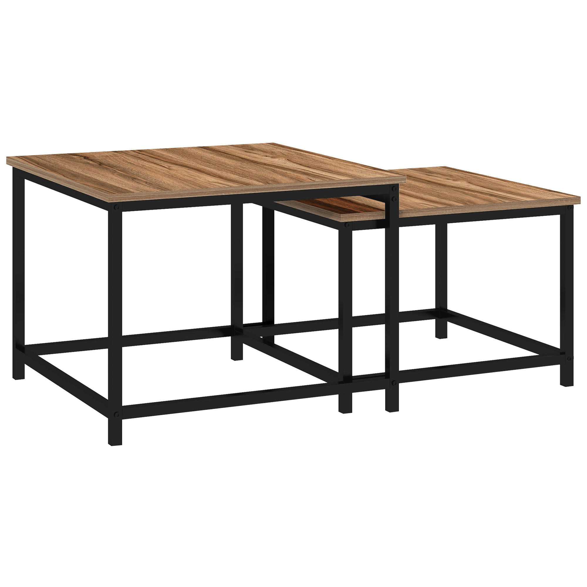 COUCHTISCH-SET eckig, Spanplatte, Naturholz - Naturfarben, Kunststoff (60/60/45cm) - HOMCOM