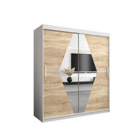 SCHWEBETÜRENSCHRANK 200/180/62 2-türig - Silberfarben/Weiß, Holz/Kunststoff (180/200/62cm) - Abiks Möbel