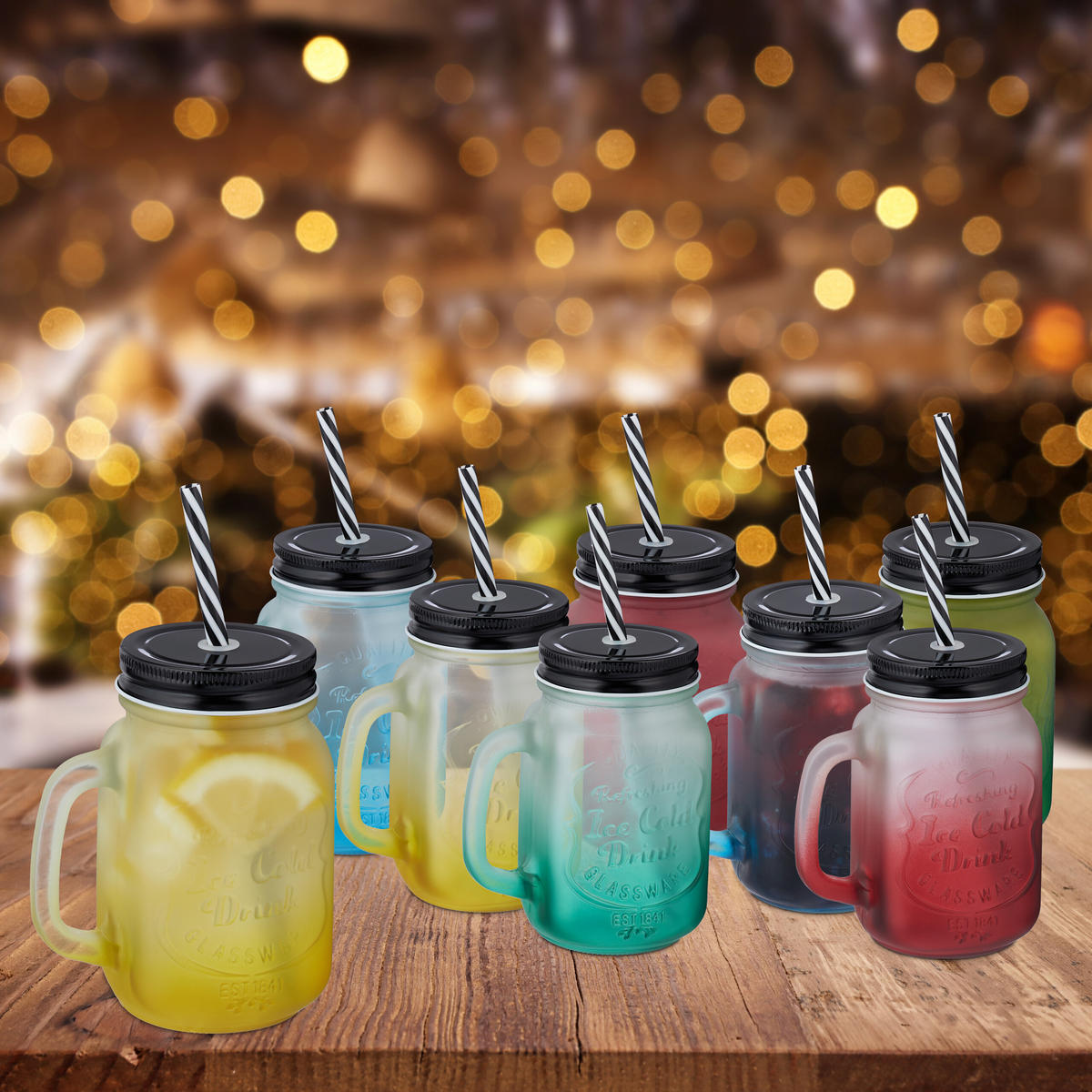 8XTRINKGLAS - Schwarz, Glas/Kunststoff - Relaxdays